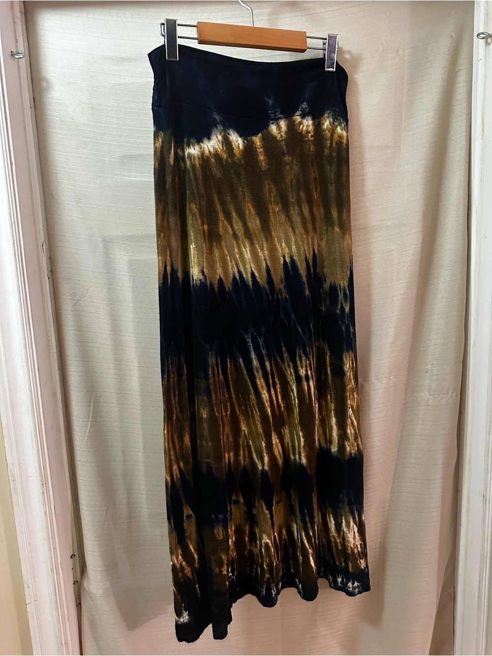 LA Apparel Y2K Tie Dye Maxi Skirt Boho Hippie Festival Stretch S/M Neutral - Picture 4 of 5